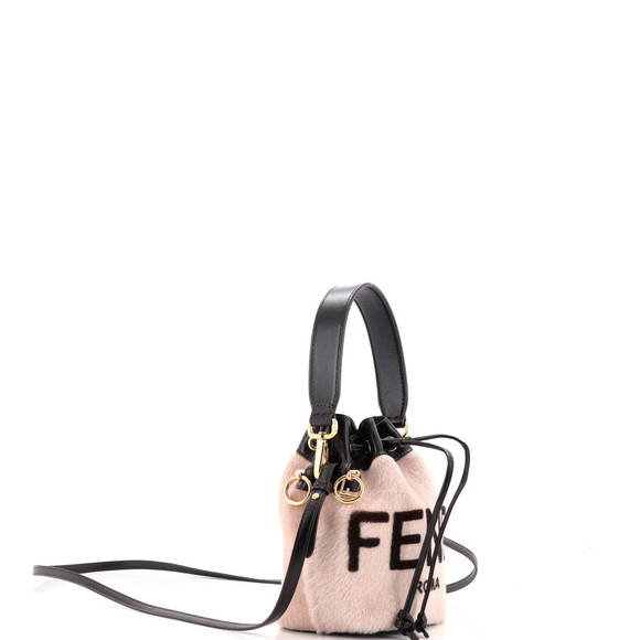 Fendi Mini Logo Mon Tresor Bucket Bag Printed Fur with Leather - Picture 2 of 5